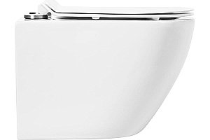 Унитаз подвесной Art&Max OVALE AM011CHR/SC белый, с сиденьем микролифт, безободковый купить в интернет-магазине Sanbest