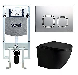 Унитаз с инсталляцией WeltWasser AMBERG 497 ST + MERZBACH 043 MT-BL + AMBERG RD-MT CR купить в интернет-магазине Sanbest