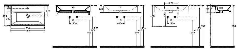 Раковина ISVEA SistemaZ Frame 70 10SF50070SV белая купить в интернет-магазине Sanbest