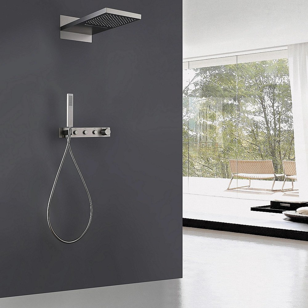 Душевая система ABBER Rund AF8752SP сатин купить в интернет-магазине сантехники Sanbest