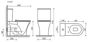 Унитаз Ceramica Nova Fortuna Rimless CN9001 безободковый, с крышкой микролифт, с бачком купить в интернет-магазине Sanbest