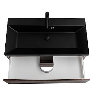 Тумба с раковиной Belbagno MARINO 90 дуб моро/черная раковина для ванной в интернет-магазине Sanbest