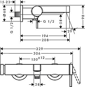 Смеситель для ванны Hansgrohe Finoris 76420000 купить в интернет-магазине сантехники Sanbest