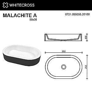 Раковина накладная WhiteCross Malachite A 55 0721.055035.20100 черная матовая, белая матовая купить в интернет-магазине Sanbest