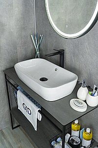 Раковина накладная Gid Geometrico 61 N9217 51132 белая купить в интернет-магазине Sanbest