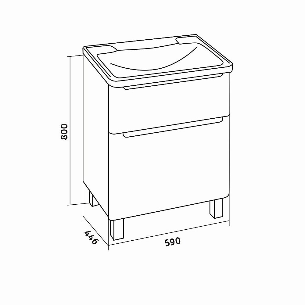 Тумба с раковиной напольная Grossman АДЕЛЬ 60 белая для ванной в интернет-магазине Sanbest