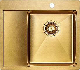 Мойка кухонная Paulmark FLANK PM225951-BGR брашированное золото правая купить в интернет-магазине сантехники Sanbest
