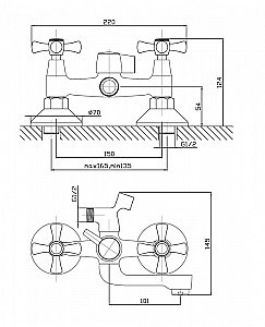 Смеситель для ванны Orange Classic M71-212cr купить в интернет-магазине сантехники Sanbest