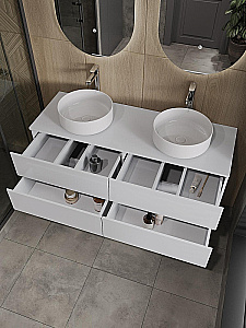 Тумба с раковиной Orange Otto 130 Ot-130TuMDF+B09-360W белая глянцевая для ванной в интернет-магазине Sanbest
