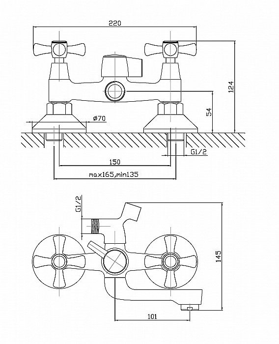 Смеситель для ванны Orange Classic M71-212cr купить в интернет-магазине сантехники Sanbest