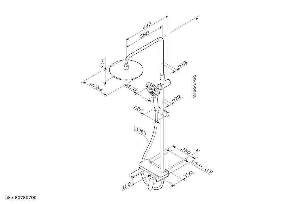 Душевая система AM.PM Like F0780700 купить в интернет-магазине сантехники Sanbest