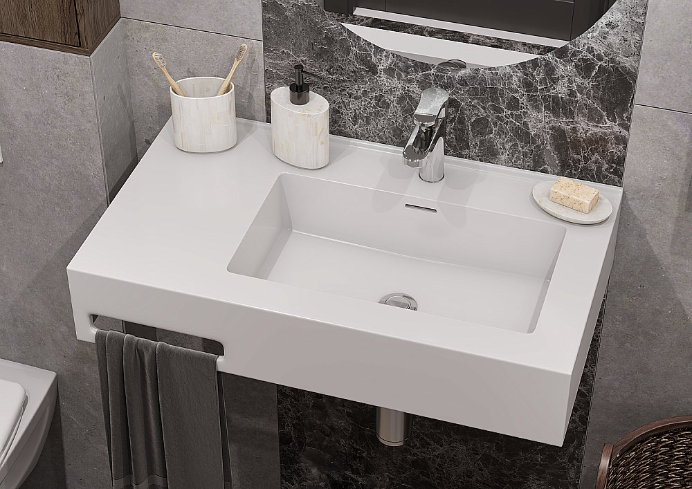 Раковина Акватон Квадро Про 80 1A734331QA01R белая купить в интернет-магазине Sanbest