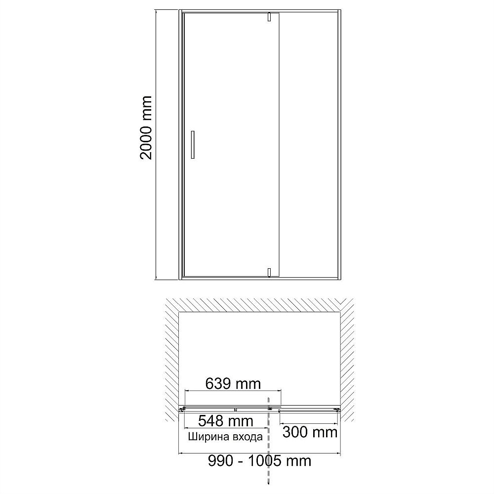 Душевая дверь WasserKRAFT Elbe 74P 100 купить в интернет-магазине Sanbest