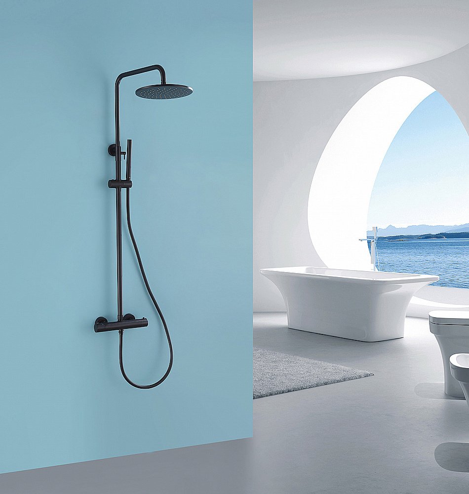 Душевая система Abber Wasser Kreis AF8160BL черная матовая купить в интернет-магазине сантехники Sanbest