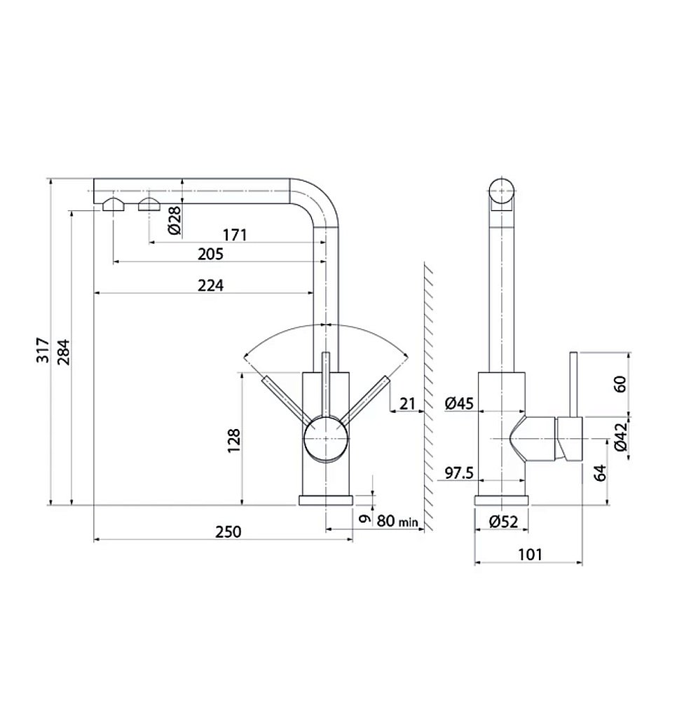 Смеситель для кухни Iddis Rule RULBLLFi05 черный матовый купить в интернет-магазине сантехники Sanbest