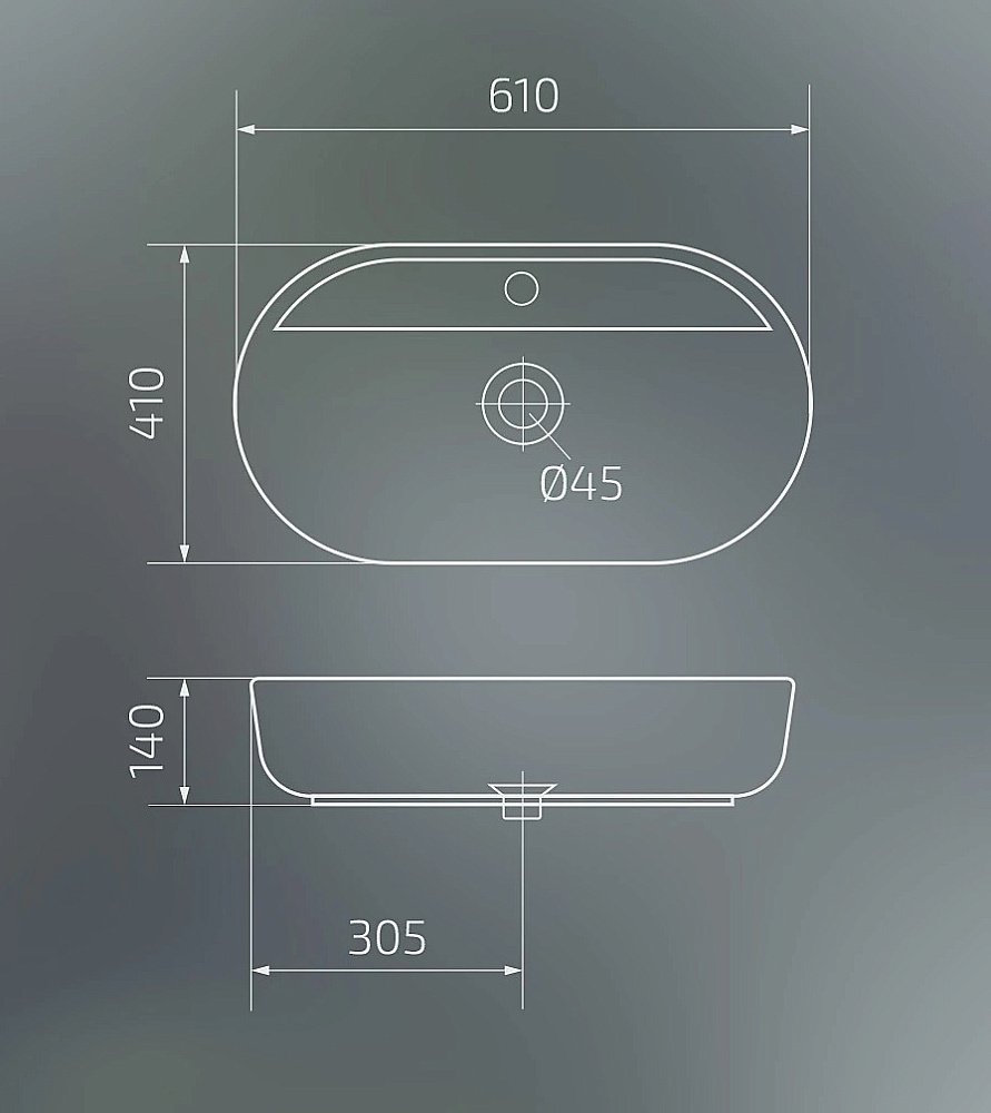Раковина накладная Gid Lago 61 D1346 51194 белая купить в интернет-магазине Sanbest