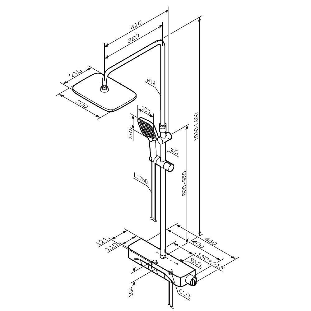 Душевая система AM.PM Func F078F300 хром купить в интернет-магазине сантехники Sanbest