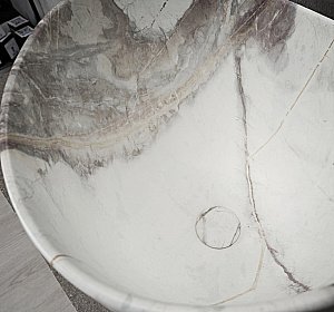 Раковина накладная Gid Creativo 36 Mnc9303 54479 белый мрамор, матовая купить в интернет-магазине Sanbest