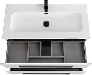 Тумба с раковиной Cezares ECO-CER-N 100 ECO-CER-N-1000-2C-SO-BL белая глянцевая для ванной в интернет-магазине Sanbest