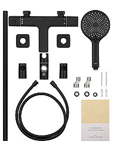 Смеситель для ванны с душем и термостатом WONZON & WOGHAND SOLID, Черный матовый (WW-C2011-A-MB) купить в интернет-магазине сантехники Sanbest