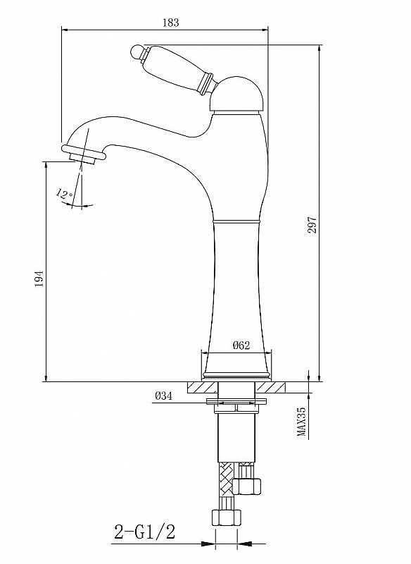 Смеситель для раковины Caprigo Fonte 12-525-vot бронза купить в интернет-магазине сантехники Sanbest