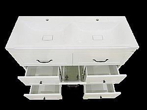 Тумба с раковиной 6 ящ. напольная Misty Дуэт 120 белая матовая для ванной в интернет-магазине Sanbest