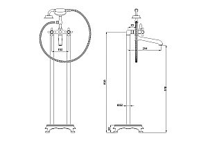 Смеситель для ванны напольного монтажа WONZON & WOGHAND RETRO, Брашированное золото (WW-88649020-BG) купить в интернет-магазине сантехники Sanbest