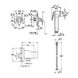 Душевой гарнитур Grohe BauCurve 123072 купить в интернет-магазине сантехники Sanbest
