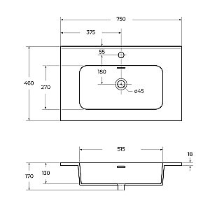 Тумба с раковиной Cezares TIFFANY 75 Grigio Nuvola для ванной в интернет-магазине Sanbest