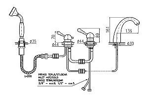 Cмеситель каскадный для ванны Rav-Slezak LABE L576.5PSM купить в интернет-магазине сантехники Sanbest