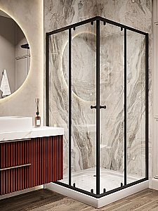 Душевой уголок PARLY ZQ81B 80х80 стекло прозрачное/профиль черный купить в интернет-магазине Sanbest