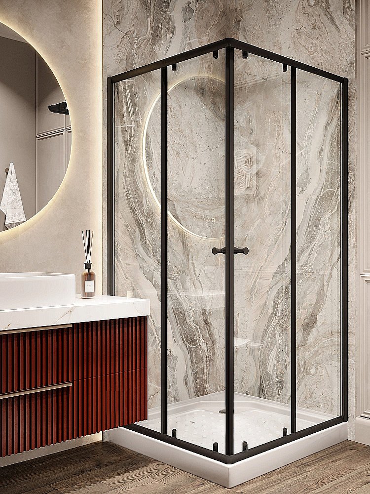 Душевой уголок PARLY ZQ81B 80х80 стекло прозрачное/профиль черный купить в интернет-магазине Sanbest