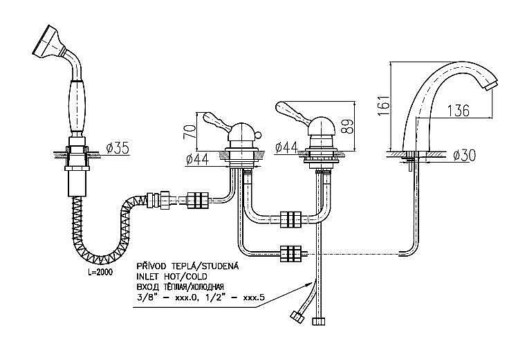 Cмеситель каскадный для ванны Rav-Slezak LABE L576.5PSM купить в интернет-магазине сантехники Sanbest