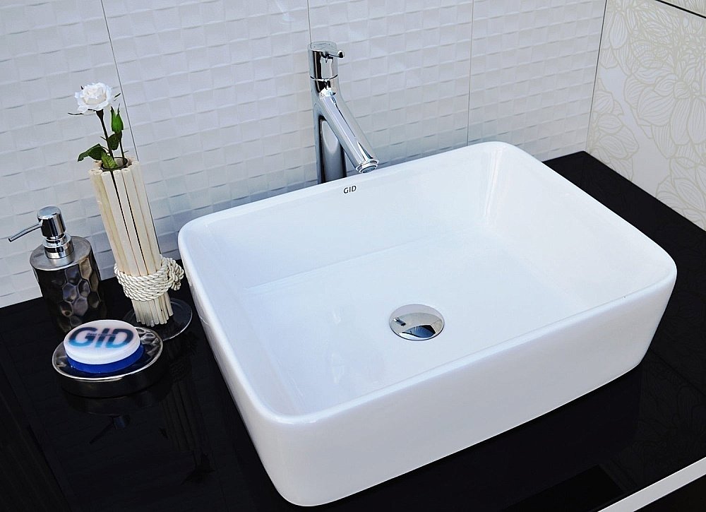 Раковина накладная Gid Geometrico 48 N9103 51120 белая купить в интернет-магазине Sanbest