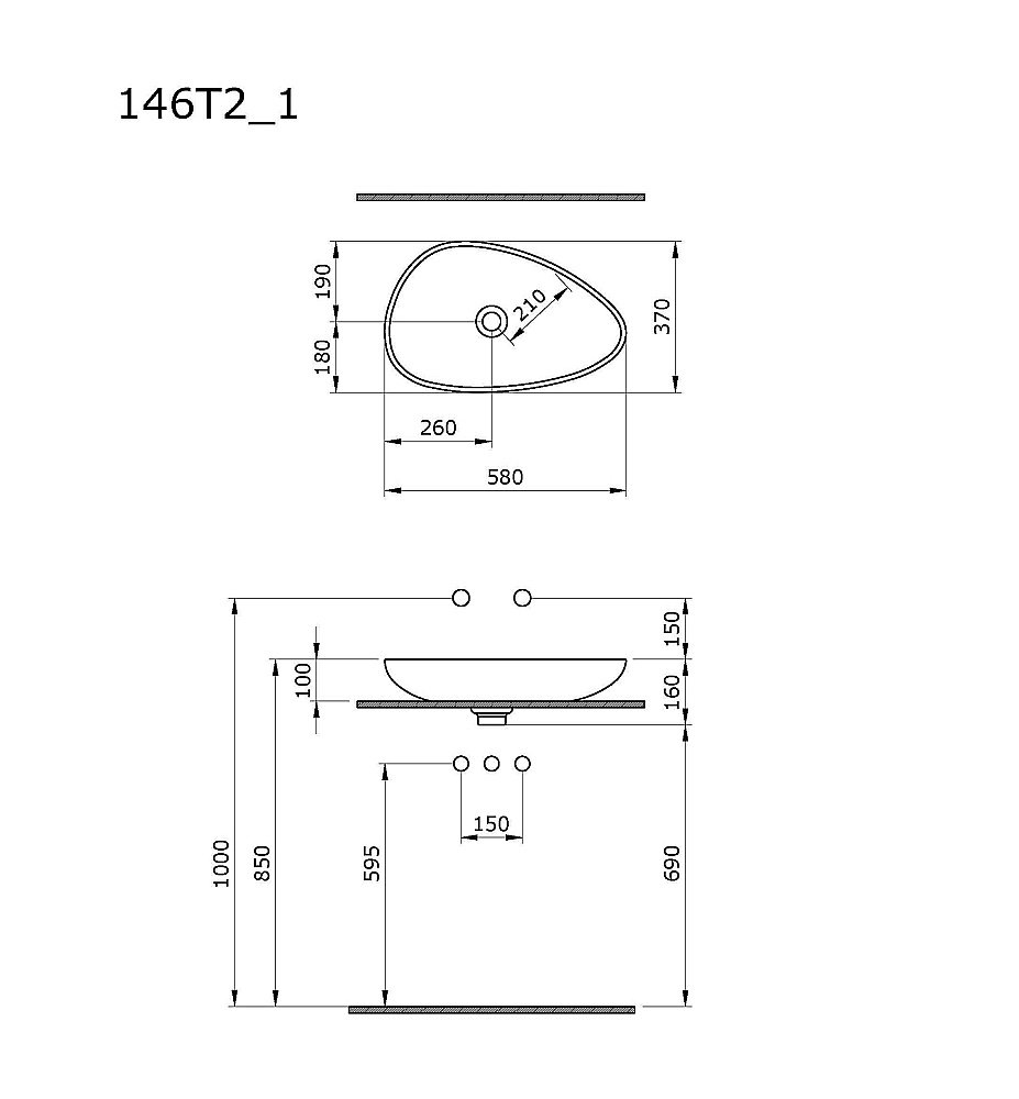 Раковина Ambassador Kingston 58 146T20401 бежевая матовая купить в интернет-магазине Sanbest