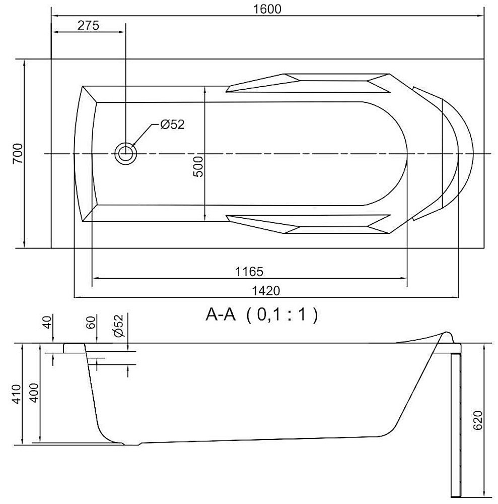 Ванна акриловая Cersanit SANTANA 63324 160x70 купить в интернет-магазине Sanbest