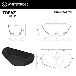 Ванна WhiteCross Topaz 170x80 черный глянец купить в интернет-магазине Sanbest