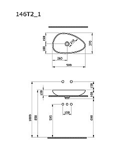 Раковина Ambassador Kingston 58 146T20401 бежевая матовая купить в интернет-магазине Sanbest