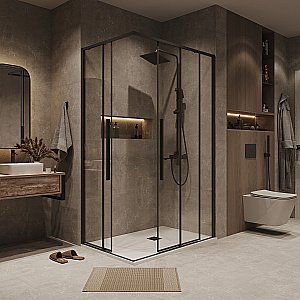 Душевой уголок Grossman Galaxy 300.K33.01.9070.21.00 90x70 стекло прозрачное/профиль черный матовый купить в интернет-магазине Sanbest