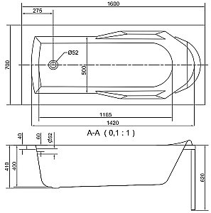 Ванна акриловая Cersanit SANTANA 63324 160x70 купить в интернет-магазине Sanbest