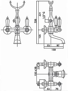 Смеситель для ванны Caprigo ADRIA–Classic 03-010 купить в интернет-магазине сантехники Sanbest