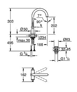 Смеситель для раковины Grohe Atrio New 21022003 хром купить в интернет-магазине сантехники Sanbest