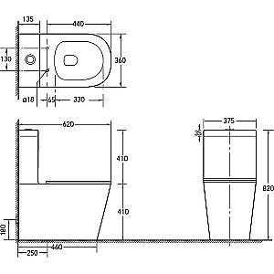 Унитаз напольный SantiLine SL-5014 безободковый, с бачком, с крышкой микролифт, белый купить в интернет-магазине Sanbest