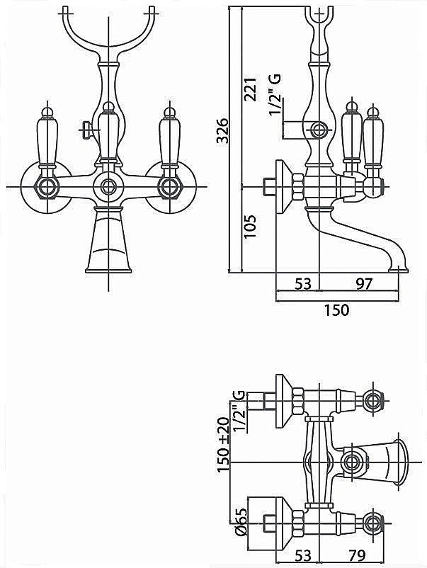 Смеситель для ванны Caprigo ADRIA–Classic 03-010 купить в интернет-магазине сантехники Sanbest