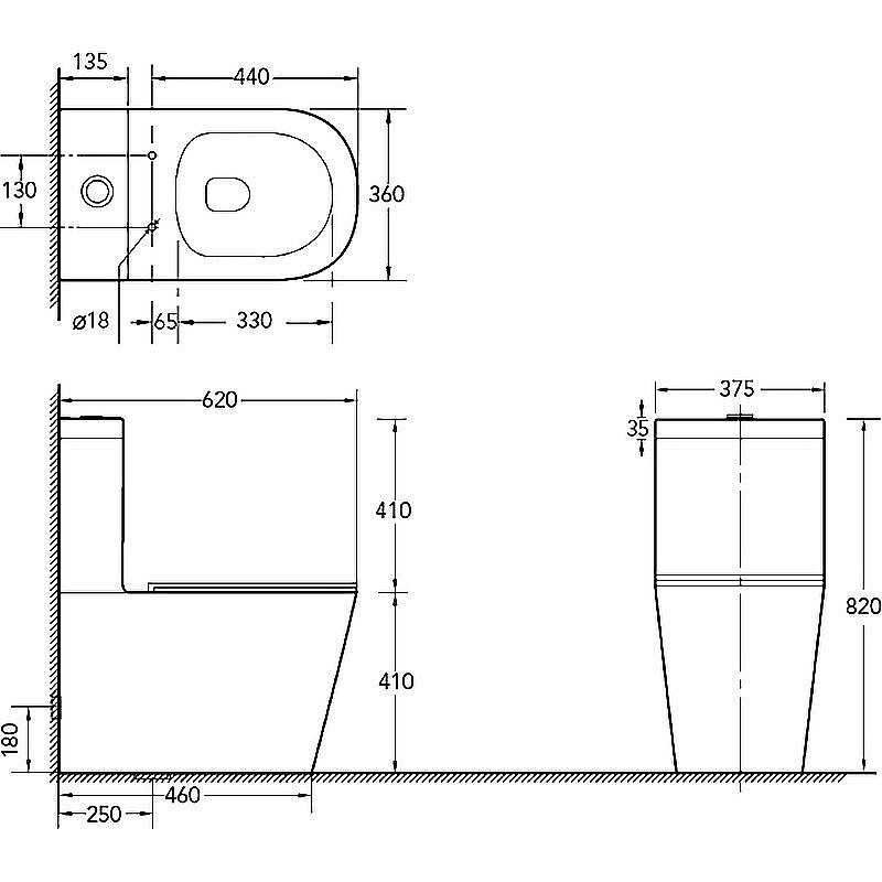 Унитаз напольный SantiLine SL-5014 безободковый, с бачком, с крышкой микролифт, белый купить в интернет-магазине Sanbest