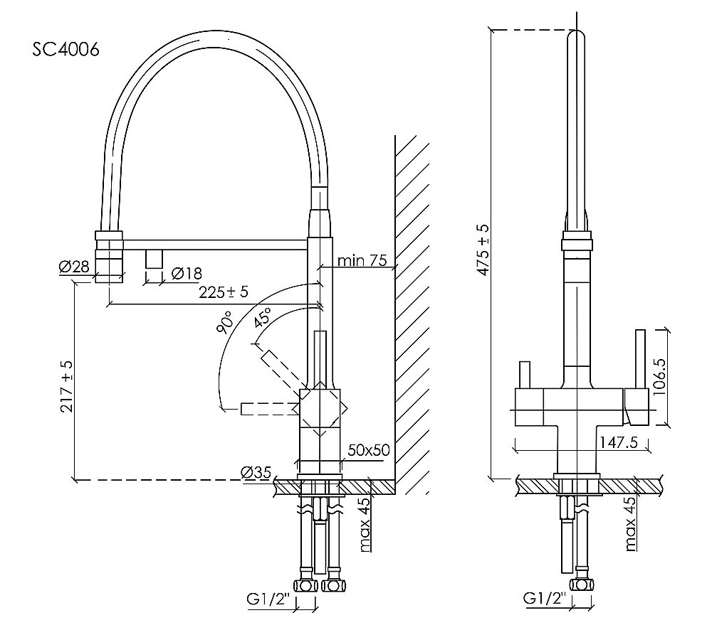 Смеситель для кухни Sancos Moro SC4006GG вороненая сталь купить в интернет-магазине сантехники Sanbest