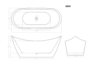 Ванна акриловая CeruttiSpa NEMI 9319 170x75 купить в интернет-магазине Sanbest