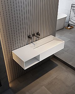 Тумба с раковиной ABBER Stein AS2640-1.2 L/R 120 белая матовая для ванной в интернет-магазине Sanbest