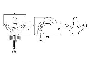 Смеситель для раковины Burlington Kensington KE45-QT купить в интернет-магазине сантехники Sanbest