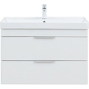 Тумба подвесная с раковиной Aquanet Ирис New 90 336311+323883 белая глянцевая для ванной в интернет-магазине Sanbest